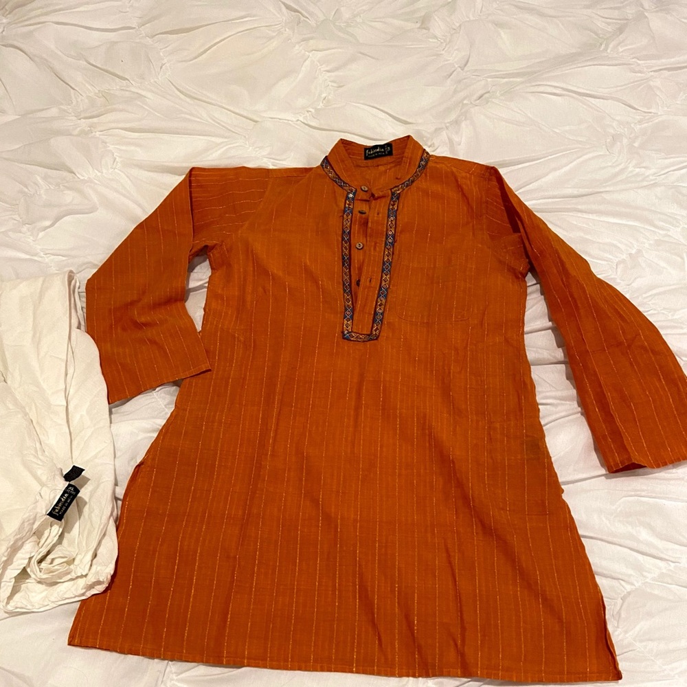 Boys cotton bright colors embroidered Kurta top. Size 8 10 yrs Diwali Eid